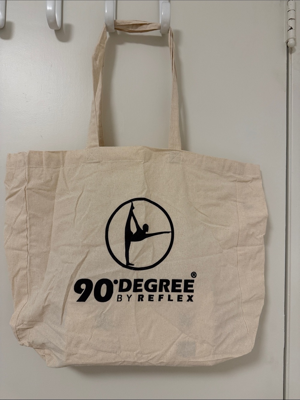 90 Degree By Reflex Natural Canvas Tote with Black Logo